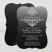 Elegante Vintage Zwarte Bloemige Jubileumfeest Kaart (Voorkant / Achterkant)