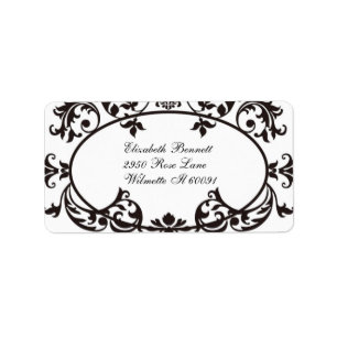 Elegante vintage zwarte filigraan etiket