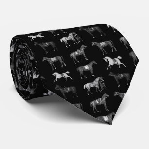 Elegante Vintage Zwarte Paarden Met Zadel Stropdas