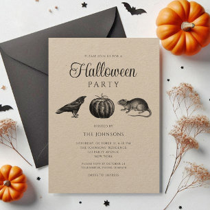 Elegante Vintage Zwarte Pompoen Halloween Kaart