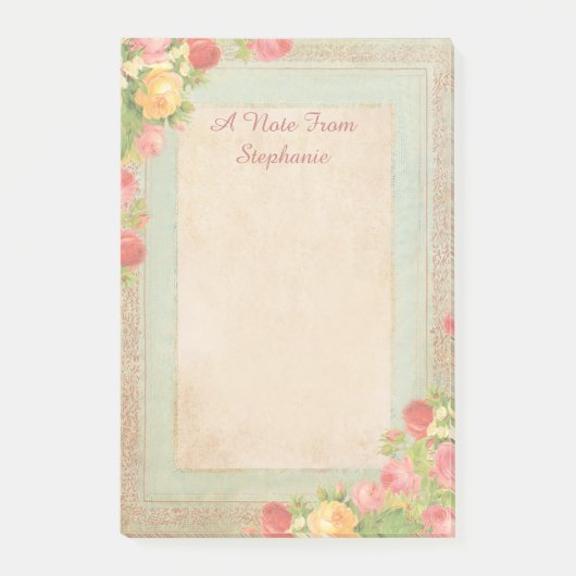 Elegante Vintagerozen Post-it® Notes (Voorkant)