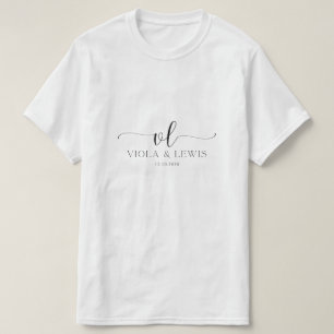 Elegante Viola & Lewis Custom Trouwdatum T-Shirt