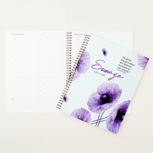 Elegante Violet Bloemen Spiraalplanner  Planner (Display)