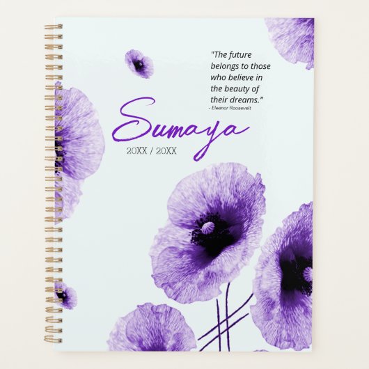 Elegante Violet Bloemen Spiraalplanner  Planner (Voorkant)