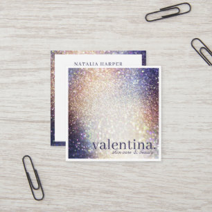 Elegante Violet & Champagne Glitter Beauty Make-up Vierkante Visitekaartje