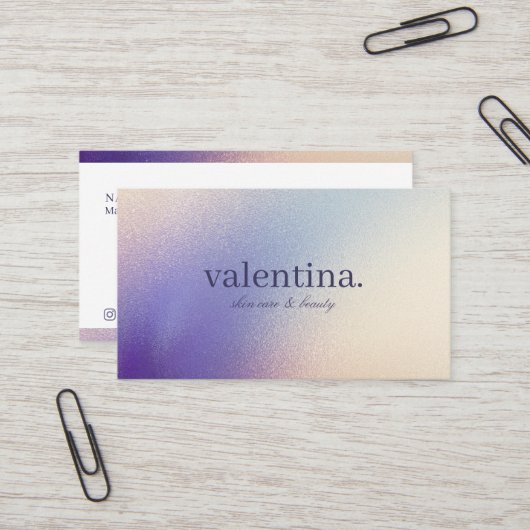 Elegante Violet & Champagne Glitter Beauty Make-up Visitekaartje (Voorkant / Achterkant in situ)