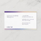 Elegante Violet & Champagne Glitter Beauty Make-up Visitekaartje (Achterkant)