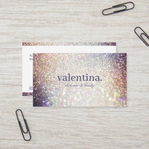 Elegante Violet & Champagne Glitter Beauty Make-up Visitekaartje