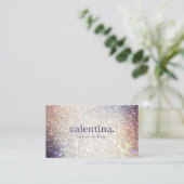 Elegante Violet & Champagne Glitter Beauty Make-up Visitekaartje (Staand voorkant)