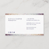 Elegante Violet & Champagne Glitter Beauty Make-up Visitekaartje (Achterkant)
