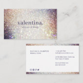 Elegante Violet & Champagne Glitter Beauty Make-up Visitekaartje (Voorkant / Achterkant)