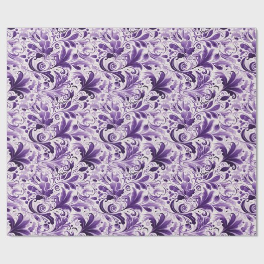 Elegante Violet en paarse bloemen Cadeaupapier (Vlak)