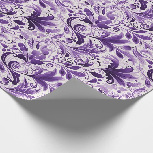 Elegante Violet en paarse bloemen Cadeaupapier (Hoek)