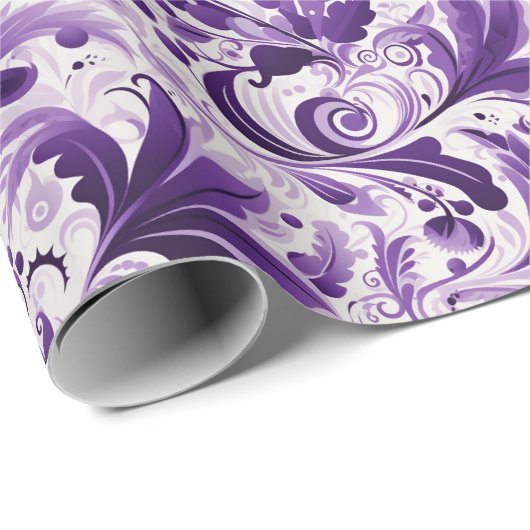 Elegante Violet en paarse bloemen Cadeaupapier (Rol Hoek)