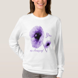 Elegante Violet Floral lange mouwen voor dames T-shirt