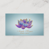 Elegante Violet Glitter Lotus Flower Blue Visitekaartje (Voorkant)