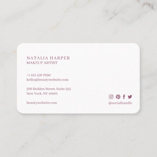 Elegante Violet Glitter & Roze Beauty Make-up Visitekaartje (Voorkant)