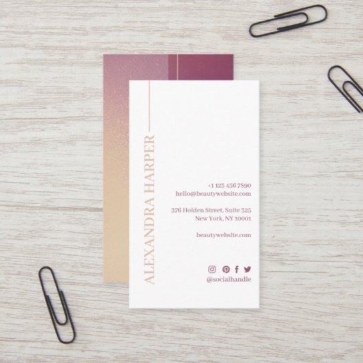 Elegante Violet Glitter & Roze Schoonheid Make-up Visitekaartje (Voorkant / Achterkant in situ)