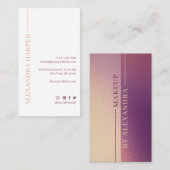 Elegante Violet Glitter & Roze Schoonheid Make-up Visitekaartje (Voorkant / Achterkant)