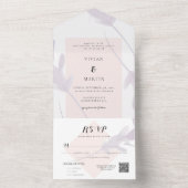 Elegante Violet Lavendel & Peach Kleur Bruiloft All In One Uitnodiging (Binnen)