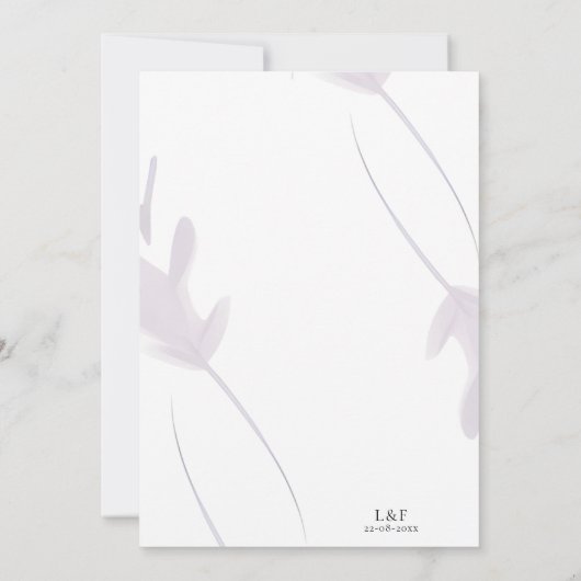 Elegante Violet Lavendel & Peach Kleur Bruiloft Kaart (Achterkant)