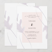 Elegante Violet Lavendel & Peach Kleur Bruiloft Kaart (Voorkant / Achterkant)