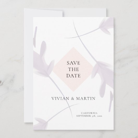 Elegante Violet Lavendel & Peach Save The Date Kaart (Voorkant)