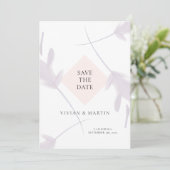 Elegante Violet Lavendel & Peach Save The Date Kaart (Staand voorkant)