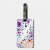 Elegante Violet Paarse Bloemen Pompoen Waterverf Bagagelabel (Achterkant verticaal)