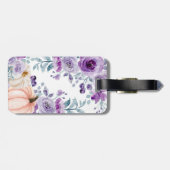 Elegante Violet Paarse Bloemen Pompoen Waterverf Bagagelabel (Achterkant horizontaal)