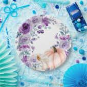 Elegante Violet Paarse Bloemen Pompoen Waterverf Papieren Bordje (Feest)