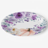 Elegante Violet Paarse Bloemen Pompoen Waterverf Papieren Bordje (Gekanteld)