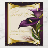 Elegante Violet Paarse Calla Lily bruiloft Wijn Etiket (Enkel label)