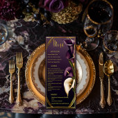 Elegante Violet Paarse en gouden Calla Lily bruilo Menu