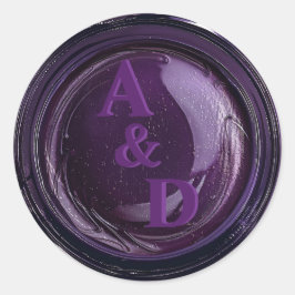 Elegante Violet Paarse Monogram Wax Seal Stickers