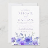 Elegante Violet Paarse Waterverf bruiloft Kaart (Voorkant)