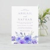 Elegante Violet Paarse Waterverf bruiloft Kaart (Staand voorkant)