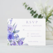 Elegante Violet Paarse Waterverf bruiloft RSVP Kaartje (Staand voorkant)