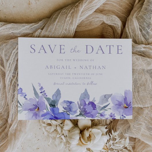 Elegante Violet Paarse Waterverf bruiloft Save The Date