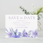 Elegante Violet Paarse Waterverf bruiloft Save The Date (Staand voorkant)