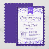 Elegante Violet Paarse Witte Housewarming Party Kaart (Voorkant / Achterkant)