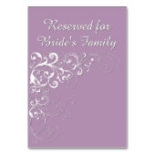 Elegante Violet Reserved Trouwtafel Kaart (Voorkant)