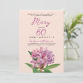 Elegante Violet Rhododendron Wildflower 60th Bday Kaart (Staand voorkant)