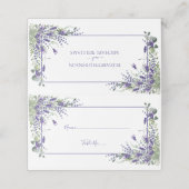 Elegante Violet Waterverf Bloemen Groen Bruiloft Plaatskaartje (Buitenkant ongevouwen)