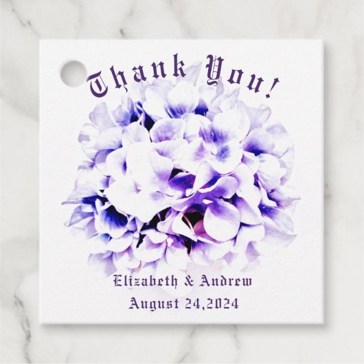 Elegante Violets Bruiloft Bedankjes Labels (Voorkant)