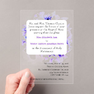 Elegante Violets Katholieke Trouwuitnodiging Acryl Uitnodigingen