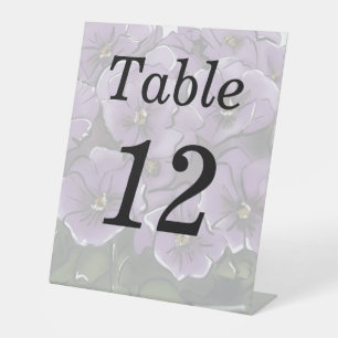 Elegante Violette Bloemen Lesbisch Huwelijk Tafeln Reclamebord Met Voetstuk