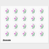 Elegante violette bloemen ronde sticker (Vel)