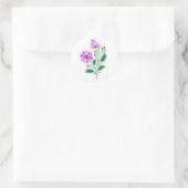 Elegante violette bloemen ronde sticker (Tas)