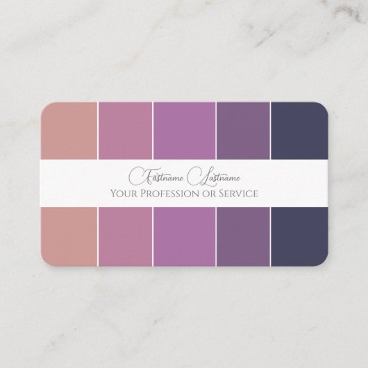 Elegante violette kleurenpalet kalligrafie QR-Code Visitekaartje (Voorkant)